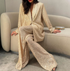Ensemble de deux pièces pour femmes - blazer sequiné jaune éclatant & pantalon pour soirées