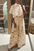 Ensemble féminin 2 pièces - élégante robe en dentelle avec top court et pantalon large pour les soirées