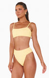 Ensemble de bain 2 pièces haut de gamme - bikini taille haute jaune pour des journées ensoleillées