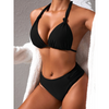 Ensemble de maillot de bain femme 2 pièces - haut triangle tendance et bas taille haute pour vos escapades à la plage