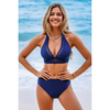 Ensemble de bikini femme 2 pièces taille haute - élégante encolure licou pour la plage et la piscine