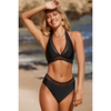 Ensemble de bikini femme 2 pièces taille haute - élégante encolure licou pour la plage et la piscine
