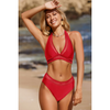 Ensemble de bikini femme 2 pièces taille haute - élégante encolure licou pour la plage et la piscine