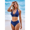 Ensemble de bikini femme 2 pièces taille haute - élégante encolure licou pour la plage et la piscine