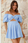 Robe d'été femme en 2 pièces avec manches bouffantes - tenue décontractée chic