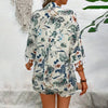 Ensemble floral pour femmes en 2 pièces - short vert d'été et gilet ouvert élégant