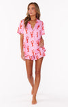 Ensemble de pyjama 2 pièces pour femme en jersey doux - motif de homard rose amusant