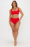 Ensemble de maillot de bain 2 pièces pour femmes en rouge pimenté - plage tendance pour l'été