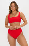 Ensemble de maillot de bain 2 pièces pour femmes en rouge pimenté - plage tendance pour l'été