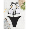 Ensemble de bikini triangle 2 pièces pour femmes - design élégant avec accents dorés - vacances à la plage, soirées au bord de la piscine