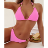 Ensemble de bikini triangle 2 pièces pour femmes - design élégant avec accents dorés - vacances à la plage, soirées au bord de la piscine