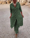 Ensemble tunique et pantalon géométrique 2 pièces pour femmes - élégance décontractée ou soirée