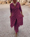 Ensemble tunique et pantalon géométrique 2 pièces pour femmes - élégance décontractée ou soirée