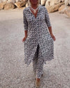Ensemble tunique et pantalon géométrique 2 pièces pour femmes - élégance décontractée ou soirée