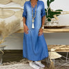 Robe maxi en denim pour femmes avec fentes latérales - chic bleu pour un look décontracté au quotidien