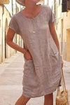 Robe en lin décontractée pour femme avec poches - coupe relax pour le quotidien