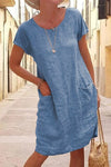 Robe en lin décontractée pour femme avec poches - coupe relax pour le quotidien
