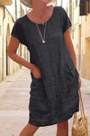 Robe en lin décontractée pour femme avec poches - coupe relax pour le quotidien