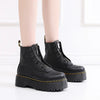 Bottines femme - cuir noir classique avec semelle épaisse pour un look tendance et des caractéristiques agréables