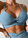 Ensemble de maillot de bain deux pièces pour femmes - bikini taille haute avec volants élégants, tissu extensible doux