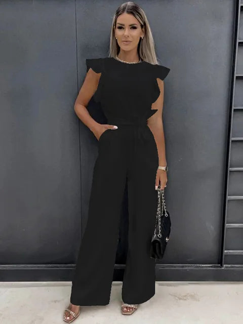 Combinaison large à manches volantes - tenue estivale chic pour toutes les occasions