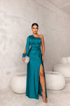 Robe de cocktail femme en satin asymétrique - mode chic pour vos soirées