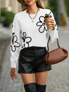 Pull casual femme avec broderie florale - chandail en tricot doux pour un look quotidien