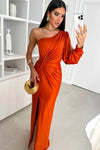 Robe de cocktail femme en satin asymétrique - mode chic pour vos soirées