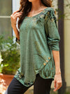 Blouse femme à manches longues avec imprimé floral - élégance décontractée pour un port quotidien