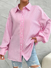 Chemise rayée rose - haut à boutons tendance pour femmes