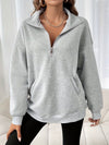 Sweat-shirt décontracté avec zip et poches inclinées - pull pour femmes tendance