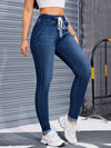 Pantalon de survêtement taille haute pour femmes avec cordon de serrage - bleu profond, un choix décontracté pour toutes les occasions