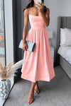 Robe midi évasée à bretelles spaghetti - robe cocktail d'été élégante