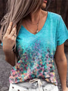 T-shirt femme v-col en imprimé floral - chic et décontracté au quotidien