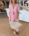Robe maxi femme style bohème à motifs floraux - élégante robe décontractée à décolleté en v pour vos sorties estivales