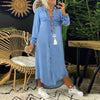 Robe chemise en denim pour femme - midi à manches longues, essentielle pour chaque occasion