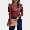 Blouse élégante à manches bouffantes pour femmes - tissu doux, style polyvalent pour le jour ou la soirée
