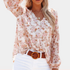 Blouse florale pour femmes - top élégante et décontractée à manches longues léger pour sorties estivales