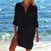 Chemise robe de plage en lin mélangé pour femme - tenue légère pour l'été