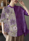 Chemisier décontracté femme à manches mi-longues avec broderie florale - chemise légère pour le quotidien