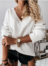 Pull en maille à col en v - tricot élégant pour femmes