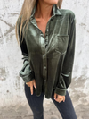 Chemisier en velours pour femme, blouse élégante à manches longues - tissu doux et luxueux pour des sorties décontractées ou chics