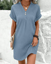 Robe chemise décontractée pour femme, douce et à manches courtes, design col en v - vêtement quotidien pour des sorties détendues