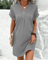 Robe chemise décontractée pour femme, douce et à manches courtes, design col en v - vêtement quotidien pour des sorties détendues