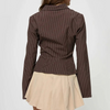 Chemisier côtelé pour femme – élégante blouse à manches longues marron pour le bureau – design chic à boutons pour un look smart casual