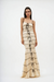Robe maxi beige à volants pour femmes - tenue élégante pour vos soirées avec détails à cordon