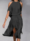 Robe décontractée pour femmes - élégante robe midi à col halter pour occasions spéciales - légère, polyvalente et flatteuse