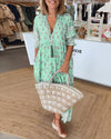 Robe maxi femme style bohème à motifs floraux - élégante robe décontractée à décolleté en v pour vos sorties estivales