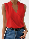 Blouse sans manches à col v pour femmes - haut d'été léger et polyvalent