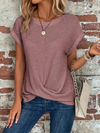T-shirt en tricot waffle léger pour femme - blouse chic à manches courtes pour le quotidien